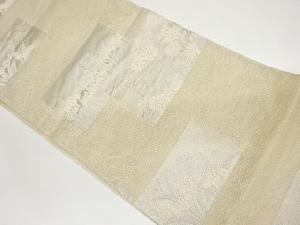 紗 四角に菖蒲・菊模様織出し袋帯